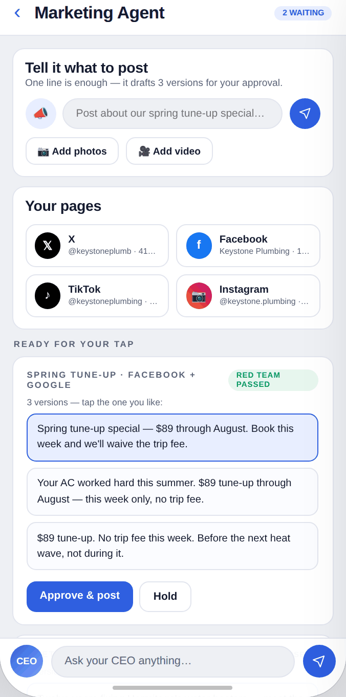 Approve posts in one tap